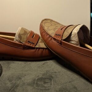 Coach Brown Leather Loafers for Men